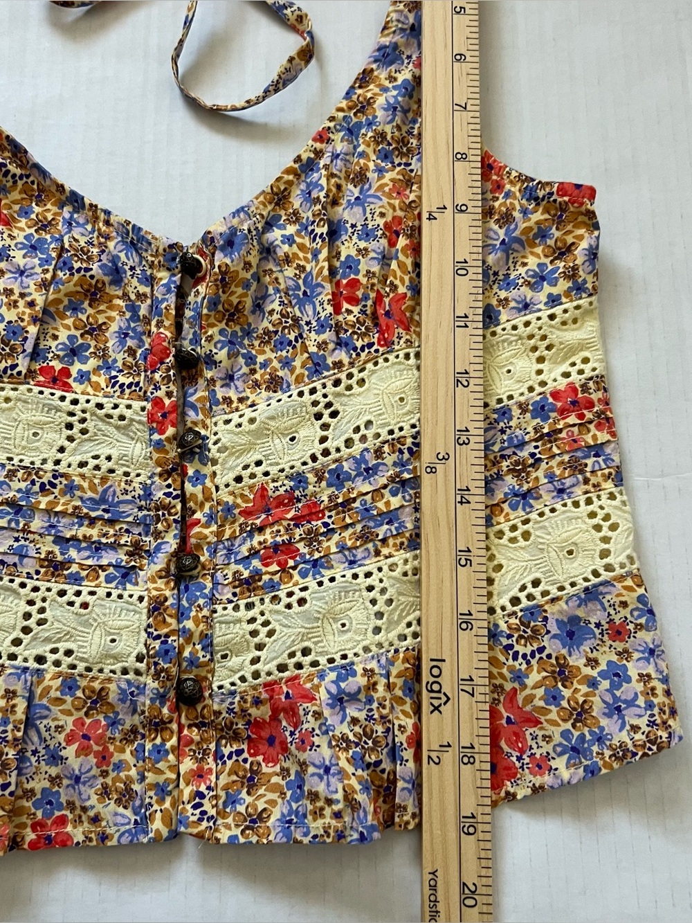 NWT Free People Kiana Floral Eyelet Peplum Tank Smocked Boho Top Small - Picture 16 of 16